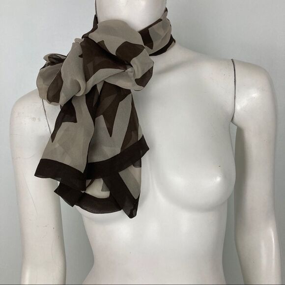 Emporio Armani Silk Scarf abstract Houndstooth grey cream - Picture 2 of 7